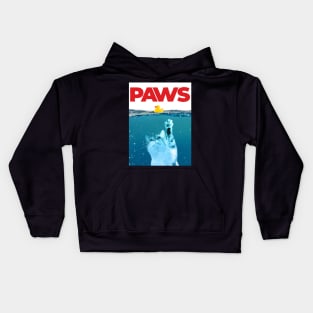 Paws Cat and Yellow Rubber Duck Teal Blue Water Funny Parody Kids Hoodie